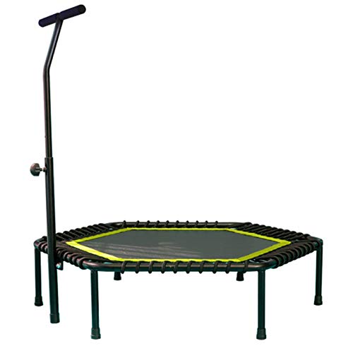 TXTC Fitness Trampoline with Adjustable Handle Bar,Indoor Trampoline for Kids, Exercise Trampoline for Kids Adults Indoor Workout Cardio Exercise (Color : Green, Size : with armrests) - color: Green