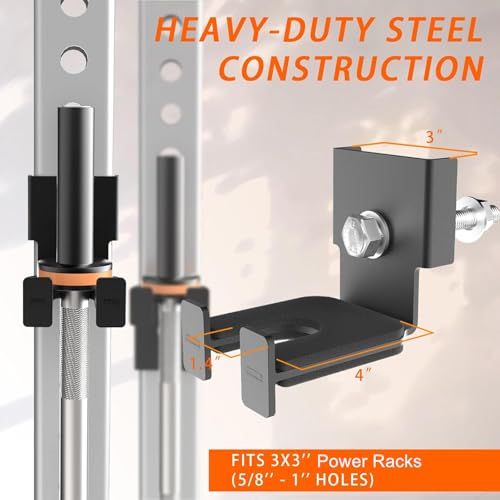 Barbell Holder for 2x2 & 3x3 Power Racks, No Drilling Required – Heavy-Duty Steel Barbell Storage Rack with Protective Padding, Fits 5/8''-1'' Holes – Secure & Space-Saving Gym Equipment Organizer