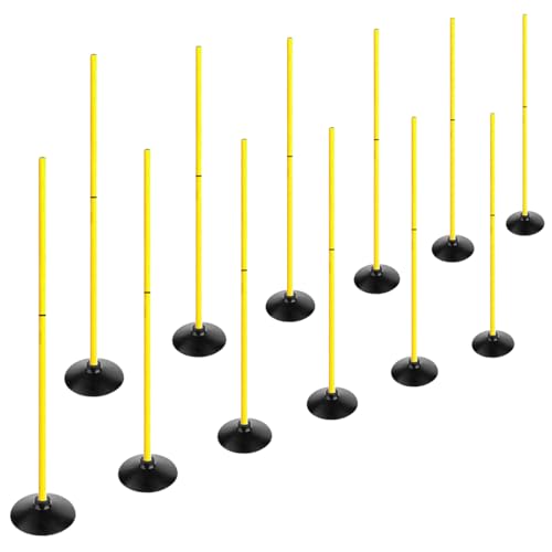 TNZMART 4.9FT Training Agility Poles Set Detachable Soccer Training Sticks Slalom Poles with 10 Disc Cones and Speed Ladder - style: Pack of 12