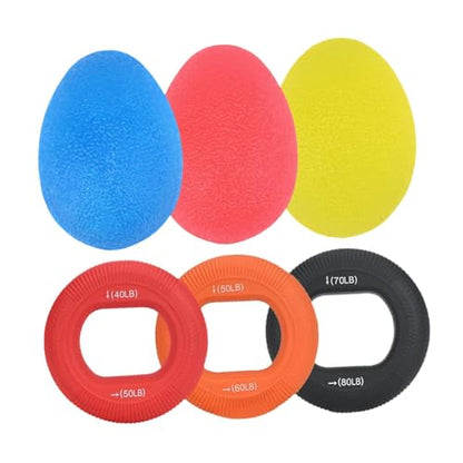 6Pcs Grip Strengthening Kit with Hand Grippers and Rings for Workouts