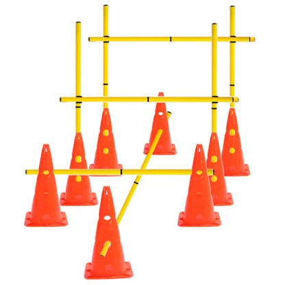 Agility Poles and Hurdles Set Detachable Speed Training Poles Set 8 Training Cones and 12 Agility Poles