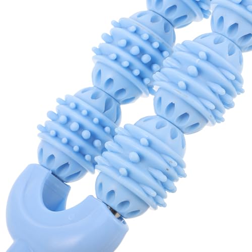 Calf Massager Roller Stick Portable for Muscle Spiky Handheld Leg Muscle Roller for Runners and Athletes Blue 8-Wheel for Workout and Relief
