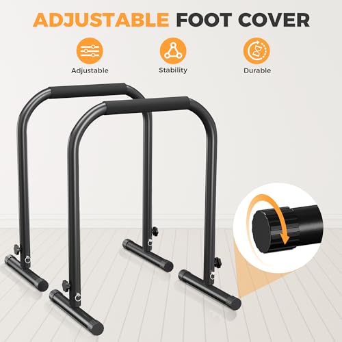 Outdoor Basic Adjustable Dip Bar Station - Heavy Duty Parallel Bars, Extra Tall & Thickened Steel Design for Home Gym, Calisthenics & Strength Training