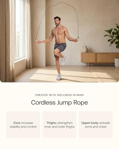 BetterMe Cordless Jump Rope with Counter - Tracks Jump Count & Workout Duration - Height Adjustable Jump Rope for Women and Men - Cordless Indoor Workout