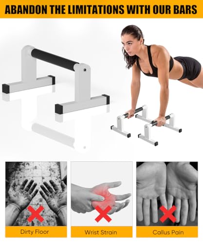 Push Up Bars, Heavey Duty Parallettes Dip Bar with Non-slip Grips for Calisthenics Planche L Sit Handstand Fitness Floor Workout, Pushup Station Handles Stand for Gym Strength Training