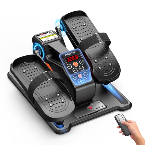 Portable Under Desk Elliptical Machine with Wireless Remote. 12 Manual & 3 Automatic Speeds. Pedal Ellipse Leg Exerciser. Leg Exerciser While Sitting for Seniors Adults Home Office
