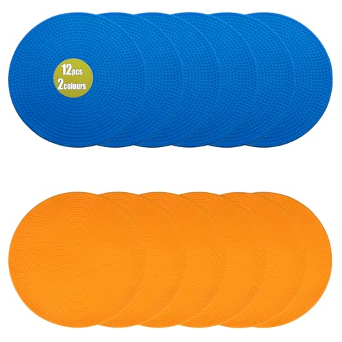 Non Slip Rubber Floor Markers 9 Inch 1&6 Colors | Multicoloured Poly Dots are suitable for football training and agility drills Marking positions in dance studios - style: 9inch 12pcs 2Colors