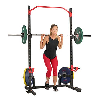Sunny Health & Fitness Multifunctional Strength Training Home Gym – Complete Workout Equipment with Training Attachments, Optional Squat Stand, Power Rack Cage, Adjustable Incline Bench - style: Premium Rack