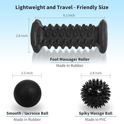 Plantar Fasciitis Relief,Foot Roller Massager,Massage Lacrosse Ball,Spiky Ball Therapy Set for Relieve Plantar Fasciitis,Foot Arch and Heel Pain,Neuropathy Pain Relief Feet,Deep Tissue Muscle Massage