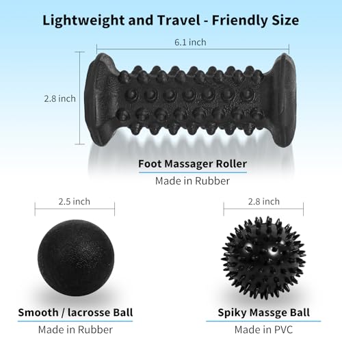 Foot Massager Roller Set for Plantar Fasciitis, Arch and Heel Pain Relief - color: Black Combination