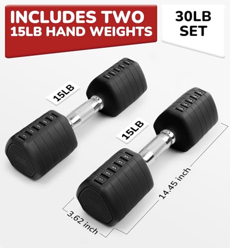 Adjustable Dumbbell Set of 2, 10LB 20LB 30LB Weight Set - color: Black, size: 30 lbs Total-(15LB Each)