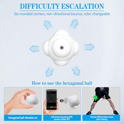 Smart Reaction Ball, Reflex Ball with Random Light Color Change, Intelligent Agility Training, Rechargeable, High Elasticity Silicone