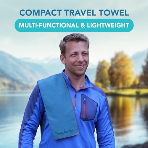 Youphoria Microfiber Travel Towel Fast Drying Lightweight - Quick Dry Towel for Camping, Beach, Backpacking, Hiking & Sport - color: Blue/Gray, style: 28" x 56" (Medium)