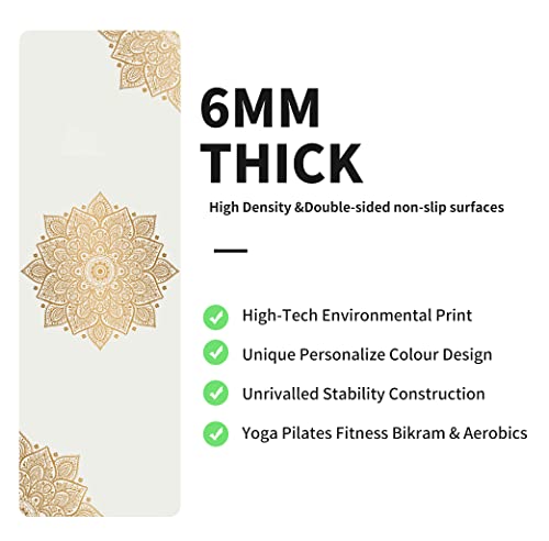 nuveti Yoga Mat Print Extra Thick TPE Non Slip Fitness Exercise Mat with Carrying Bag,72"x24" Extra Thick 6MM Exercise & Workout Mat for Yoga, Pilates Fitness and Floor Exercises