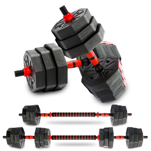 Adjustable Weights Dumbbells Set, Non-Rolling Adjustable Dumbbell Set, Free Weights Dumbbells Set Hexagon, Weights Set for Home Gym, 44 Lbs
