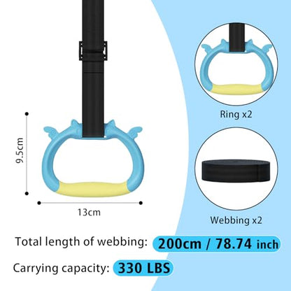 Gymnastics Rings, Children's Home Gym Equipment, Children's Adjustable Strap Strength Training Rings, Pulling Rings for Physical Training