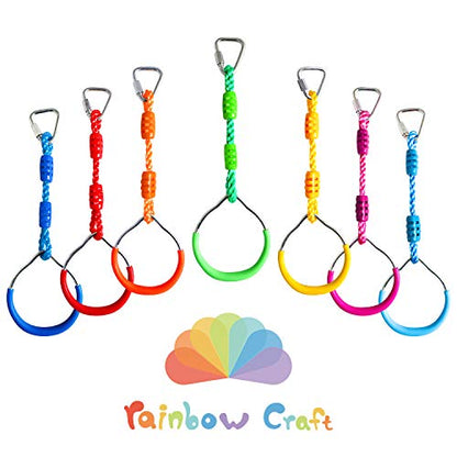 7-Pack Colorful Ninja Rings - Gymnastic Ring, Swing Bar Ring, Monkey Rings for Backyard Ninja Warrior Obstacle Slackline Kits - color: 7 Pack Ninja Acc