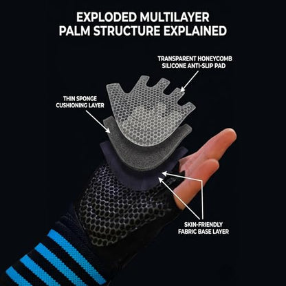 Weightlifting Workout Gloves with 14" Wrist Support - Padded Full Palm Protection Gym Gloves for Men & Women, Anti-Slip Fingerless Exercise Gloves for Weight Lifting, Training, Deadlifts - size: Large
