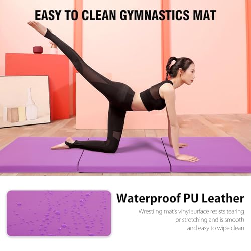 Yoga Mat Thick 2 Inch Workout Flooring for Home Gym - Exercise, Gymnastics, Tumbling, Pilates, Dance Equipment - Foldable Foam Play Mat for Kids and Adults