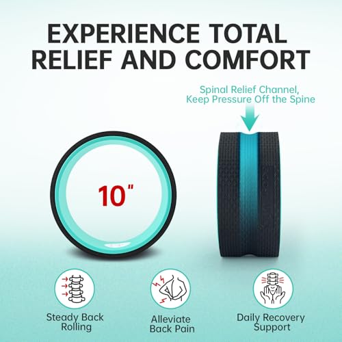 Back Wheel Foam Roller – Targeted Back & Neck Relief, Lumbar Spine Stretcher, Spinal Decompression Back Stretcher, Massage Roller with Density Foam for Physical Therapy, Supports 500lbs