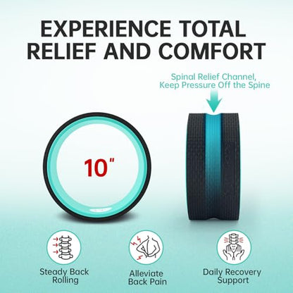 Back Wheel Foam Roller – Targeted Back & Neck Relief, Lumbar Spine Stretcher, Spinal Decompression Back Stretcher, Massage Roller with Density Foam for Physical Therapy, Supports 500lbs