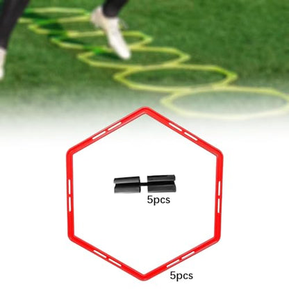 kowaku 5 Pieces Hex Agility Rings Outdoor Exercise Rings Multipurpose Soccer Training Rings Set 50cm Speed Training Rings for Hockey