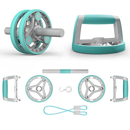 Elevens Ab Roller Wheel for Training Abdomen & Core Strength, 14-in-1 Exercise Equipment for Abs Workout at Home Gym Fitness Yoga for Women（Green)