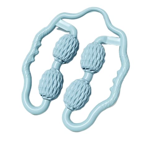 TOMOO 4 Wheels Muscle Roller Massager With Circular Leg Clamps - 360 Roller for Leg, Neck, Hand, Arm Relax - Indoor Sports, Yoga, Bodybuilding Equipment (Light Blue) - color: Light Blue