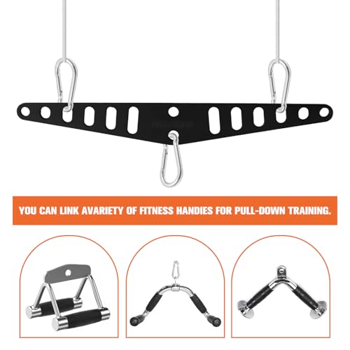 Multi-Grip LAT Pull Down Bar for Home Gym Fitness, Spreader Plate LAT Pulldown Attachments for Pulley System Cable Machine, Double to Single Cable Attachment Exercise Handle
