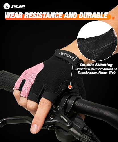 SIMARI Gel Pad Cycling Gloves with Shock-Absorbing/Grip/Breathable, Workout Bike Gloves for Men Women Biking, Mountain Biking, Fitness, Gym Exercise, Weight Lifting Training, Yoga, Pilates