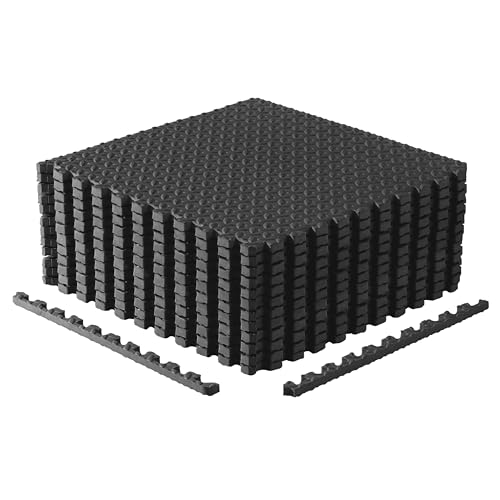 CAP Puzzle Exercise Mats | 3/4” Thick EVA Interlocking Foam Tiles for Home Gym Flooring | Multiple Options - color: Diamond - Black, style: 12 Tiles (48 SQ FT)