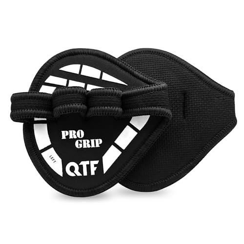 QTF Gym Grips Pads - Neoprene Gloves Gym Palm Protector Weight Lifting Grips Replacement of Workout Gloves Men and Women - Lifting Grip Pads for Weightlifting, Calisthenics. - color: Black/white