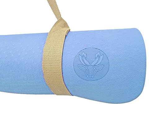 Non Slip TPE Yoga Mat 6mm Thick with Carrying Strap, Lightweight Exercise Mat for Home Workout, Pilates & Fitness, Comfort Cushion Workout Mat