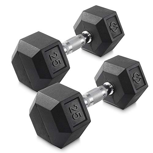 Philosophy Gym Rubber Coated Hex Dumbbell Hand Weights, Pairs