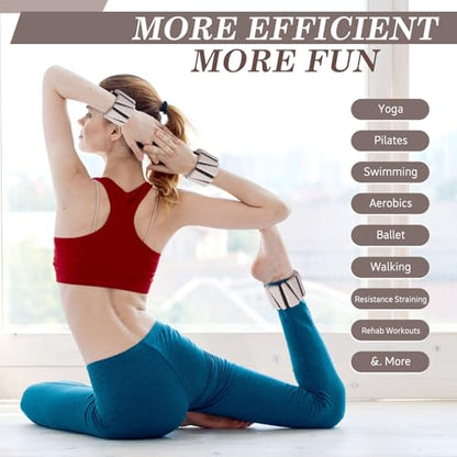Wrist and Ankle Weights for Women Men Set of 4(1 lb Each) adjustable Arm Leg Silicone Weighted Wristbands Bracelets for Pilates Yoga Gym Workout Running Walking Strength Training(Beige) - color: Milk Tea Brown