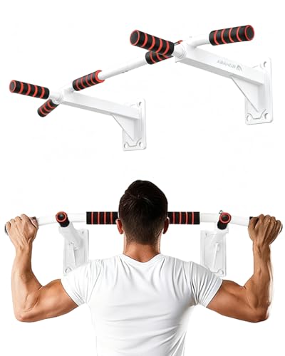 Abahub Wall Mounted Pull Up Bar,440lbs Multi-Grip Chin-Up Bar for Home Gym - color: White