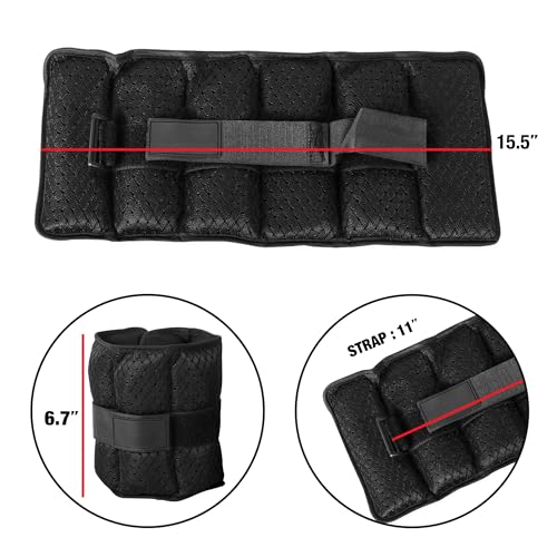 Unisex Adjustable Wrist and Ankle Weights, 5-Pound Pair (10 lbs Total) with 6 Removable Weight Packs for Walking, Jogging, Gym, Home Fitness