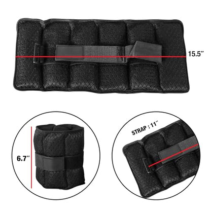 Unisex Adjustable Wrist and Ankle Weights, 5-Pound Pair (10 lbs Total) with 6 Removable Weight Packs for Walking, Jogging, Gym, Home Fitness