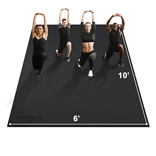 innhom Large Exercise Mat 7'x5'/8'x6'/9'x6'/10'x6' Workout Mat Gym Flooring for Home Gym Mats Exercise Mats for Home Workout Thick Floor Mat for Fitness - color: 10'x6'BLACK