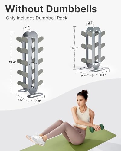 YOTTOY Compact Dumbbell Rack Stand – Space-Saving Weight Rack for Home Gym, Sturdy Holder for Dumbbells, Small Storage (Dumbbells Not Included) (Gary, 3-Tier)