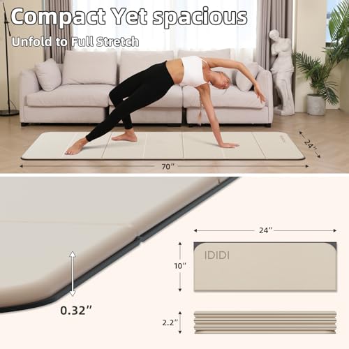 Foldable Yoga Mat Extra Thick 0.32 Inches(8mm) | SGS-certified, odorless POE. Non-slip surface & no curling edges. Great for yoga, Pilates & home gym.