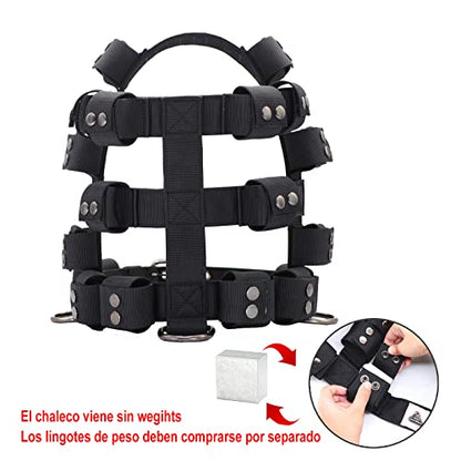Weighted Tactical Dog Vest, No Pull Harness Symmetric Weight Pockets for Muscle & Weight Loss, Fit Pitbull GSD Husky, Heavy Nylon Service Harness Black - size: Dog's Waist 23.5"-28.5" | VEST ONLY