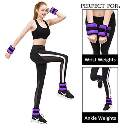 Ankle/Wrist Weights, Small Leg Arm Hand Cuff Weights for Women Kids, Exercise Equipment with Adjustable Straps for Fitness Gym Dancing Walking Jogging Gymnastics Aerobics (1 Pair)