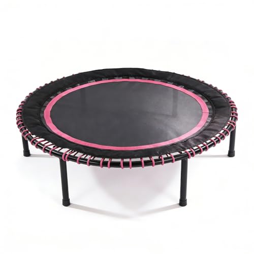 Springless Mini Fitness Trampoline for Low-Impact Cardio Workouts, Indoor Outdoor Rebounder with Quiet Bungee System and Stable Frame