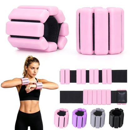 Wrist Weights Set of 2, Ankle Weights for Women Men, Adjustable Wrist Weighted Bracelet forHome, Gym, Yoga, Dance, Pilates, Pool Exercises and Jogging, 2lb