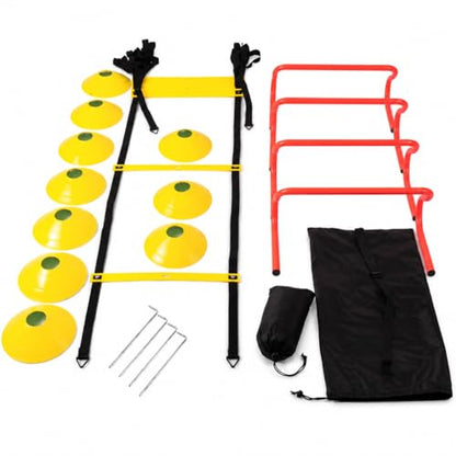 Agility Ladder Speed Training Kit, Soccer Training Equipment Set, PP Rung Agility Ladder Synthetic Disc Cones with Storage Bag, Training Set Type a Training S