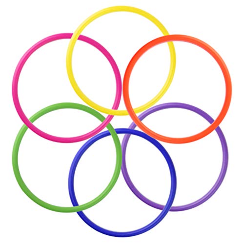 24 Pcs Multicolor Plastic Toss Rings Kids Ring Toss Game Carnival Rings for Speed and Agility Practice Games, Garden Backyard Outdoor Games, Bridal Shower Game, Game Booth
