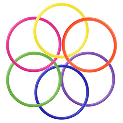 24 Pcs Multicolor Plastic Toss Rings Kids Ring Toss Game Carnival Rings for Speed and Agility Practice Games, Garden Backyard Outdoor Games, Bridal Shower Game, Game Booth