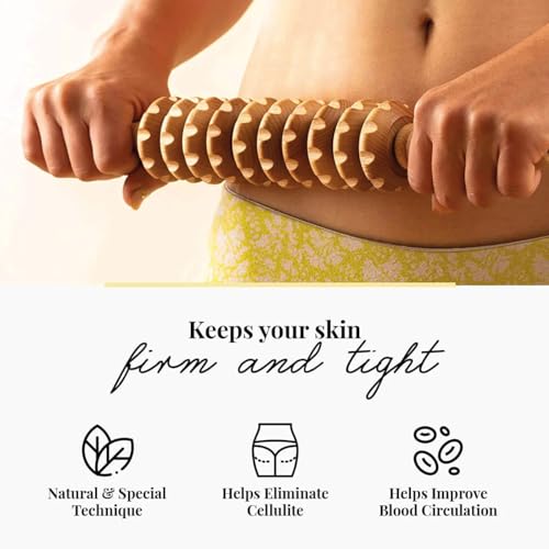 Tuuli Accessories - Wooden Massage Roller, Multi-Functional Body Roller for Cellulite, Muscle Tension and Skin Health Support, Natural Massager for Women and Men