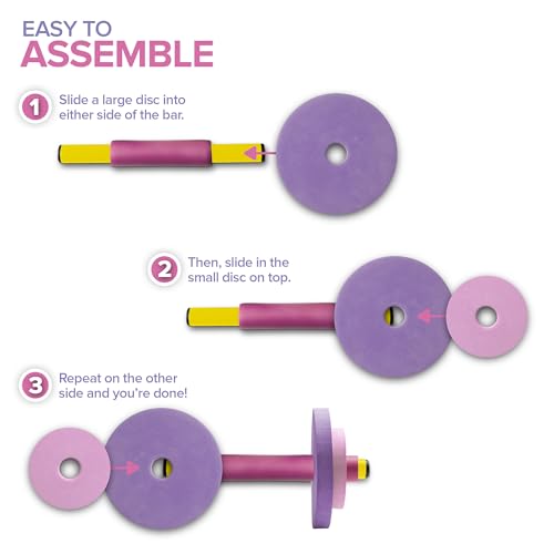 Modern Innovations Kids Weight Set (2 Pack) Toy Dumbbells, Baby Dumbbell Workout Weights, Fun Fitness and Exercise Equipment for Toddlers (Pink & Purple) - color: Pink/Purple, style: Dumbbells